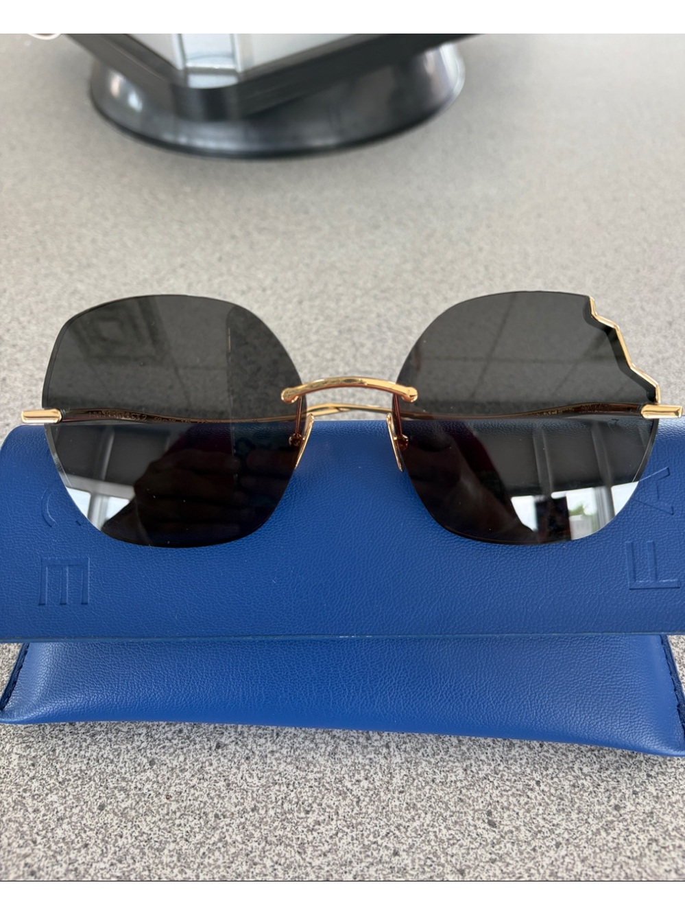 Face a Face Women's Rimless Gold-Trim Sunglasses with Black Lenses
